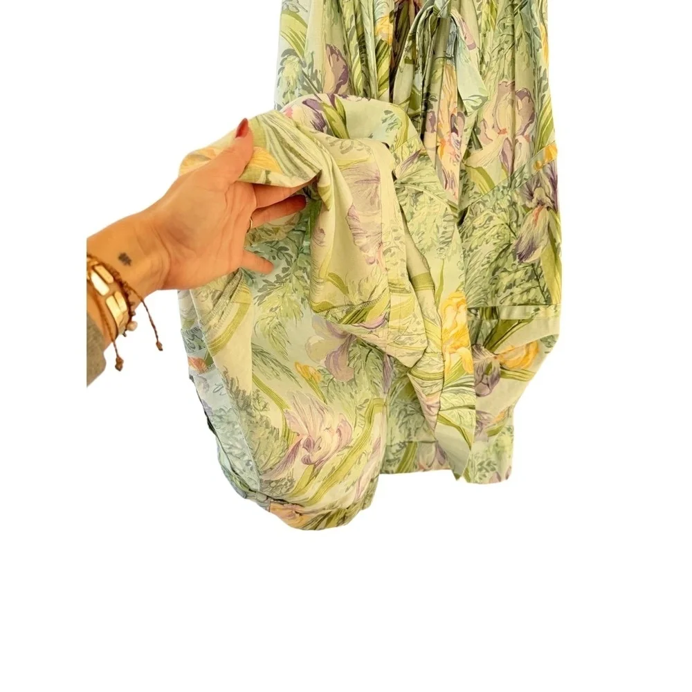 Vintage! BLAIR WOOLVERTON 80s 90s Size 6 Midi Dress Floral Puff Sleeve Tie Waist